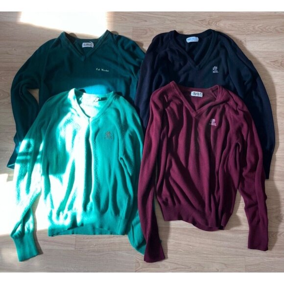 Bundle Of Four Mens Medium Sweaters Oak Meadow Golf Course Green Black Maroon - Picture 1 of 5